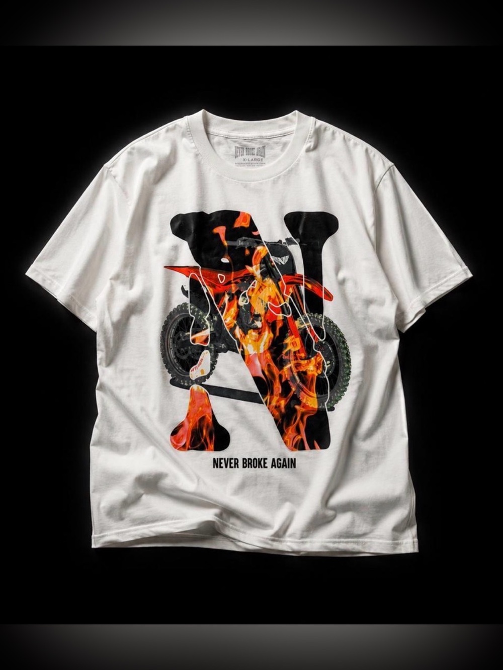 NBA YoungBoy Never Broke Again Flame Dirt Bike Graphic Tee - Size XL - NWT